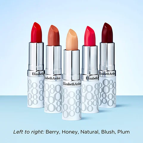 left to right: berry, honey, natural, blush and plum