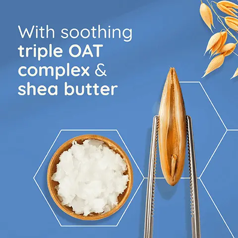 Image 1, with soothing triple oat complex and shea butter. Image 2, formulated for sensitive skin and hypoallergenic. Image 3, vegan formula, fast absorbing and non greasy and unscented. Image 4, new look tube made from 45% recycled plastic