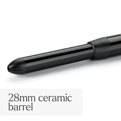 Image 1, 28mm ceramic barrel. Image 2, Cordless ease. Image 3, High performance heat settings. Image 4, 3 digital heat settings. Image 5, magnetic charging