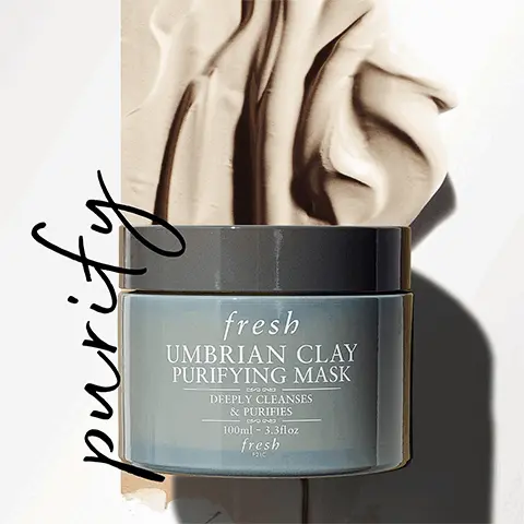 Image 1, purity. Image 2, 87% felt it purified their skin* *Clinical assessment, 32 subjects, 4 weeks. Image 3, Umbrian clay to purify and balance and sandalwood oil to help calm. Image 4, the texture: smooth with a quick drying effect. Image 5, the scent: wet, clean earth. Image 6, cleanse, mask, treat. Image 7, customer 5 star rating review: Highly recommend to anyone battling enlarged pores or an oily Tzone