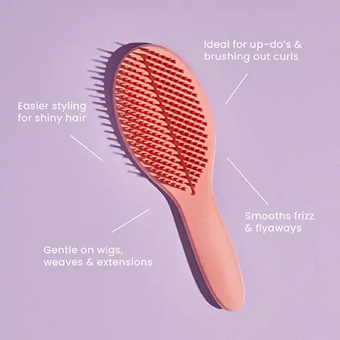 Image 1, Easier styling for shiny hair Ideal for up-do's & brushing out curls Gentle on wigs, weaves & extensions Smooths frizz & flyaways Image 2 95% agree the hairbrush blends in/smooths over extensions
