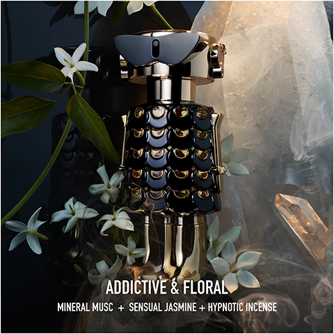 Image 1, addictive and floral mineral music and sensual jasmine and hypnotic incense. Image 2, fame = sensual and playful floral. fame parfum addictive and floral sweet