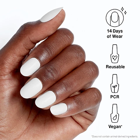 Image 1, 14 days of wear, reusable, PCR, vegan. Does not contain animal derived ingredients. Image 2, get pressed up. 1 = fit, find your perfect size. 2 = shape, option to do hue with custom tips. 3 = prep, buff, file and wipe. 4 = xpress, glue, press and hold to dry