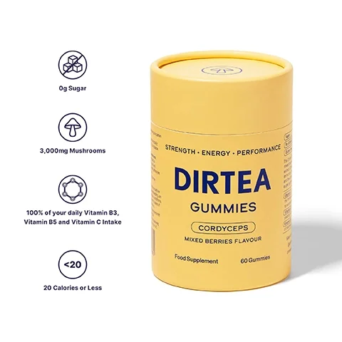 0g sugar, 3,000mg mushrooms, 100% of your daily vitamin c and vitamin B5 intake, 20 calories or less.