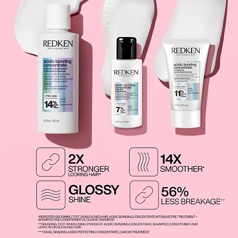 Image 1, 2 times stronger looking hair. glossy shine. 14 times smoother. 56% less breakage. image 2, citric acid plus bonding care complex - helps repair bond and prevent future damage. image 3, before and after one use. image 4, combats 1 year of visible damage in 1 just. 78% less visible split ends. heat protection up to 230 degrees. image 5, before and after one use. image 6, reinforce weak bonds. damaged bond vs repaired bond. image 7, best i've ever used and i'm a hairdresser. received the product to try from marie claire beauty drawer august 2022. image 8, the best leave in treatment i have ever used. my hair looks better and better after each use. received the product to try from marie claire beauty drawer november 2021. image 9, pro tip. apply a 50 pence piece to your hands and start working into the hair from the ends up to the mid lengths. do not apply directly to the root as this is the healthiest part of the hair. image 10, damage repair for chemically treated hair. 1 = shampoo. 2 = condition. 3 = protect and leave in. image 11, loved by pros. lorna valente hairstylist at percy and reed salon said - works like magic, the leave in treatment will protect and nourish your hair without it feeling heavy or greasy. protects against heat too.