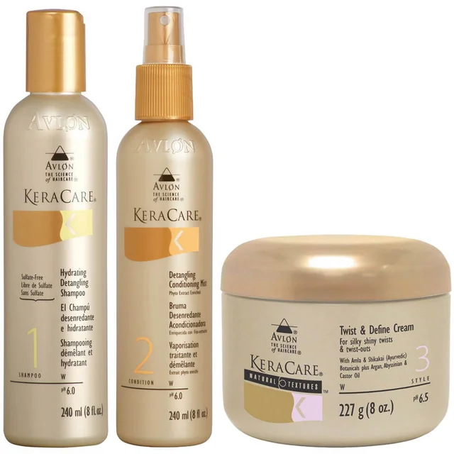 KeraCare coffret shampooing et après-shampooing démêlants et la crème texturisante et définissante