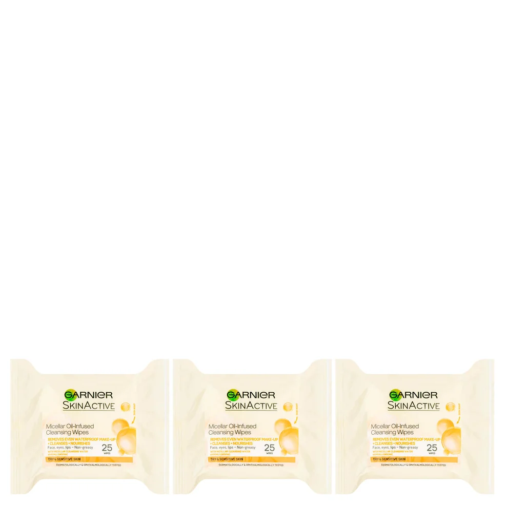 25 Lingettes Nettoyantes Visage Micellaires Infusées d'Huile Garnier (lot de 3)Image1