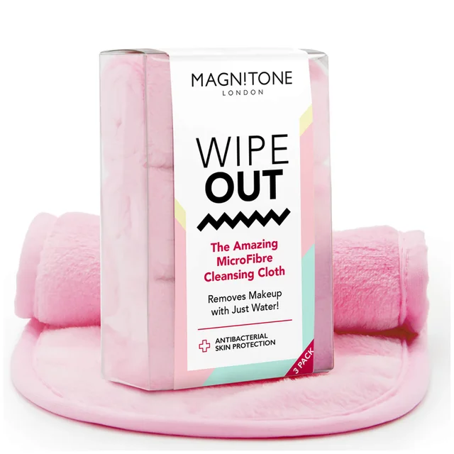 Lingette Démaquillante Microfibre avec Protection Antibactérienne WipeOut! MAGNITONE London – Rose (lot de 3)