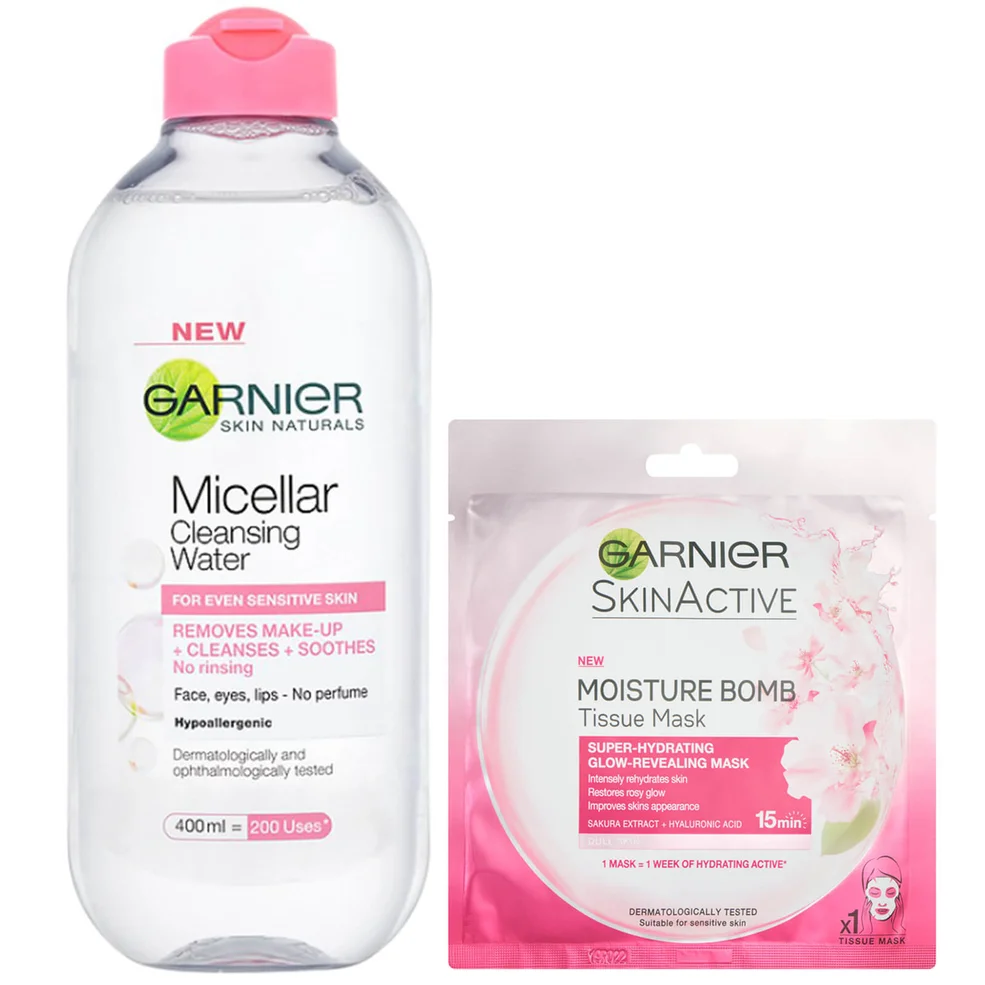 Garnier Micellar Water Sensitive Skin and Hydrating Moisture Bomb Face Sheet Mask Kit ExclusiveImage1