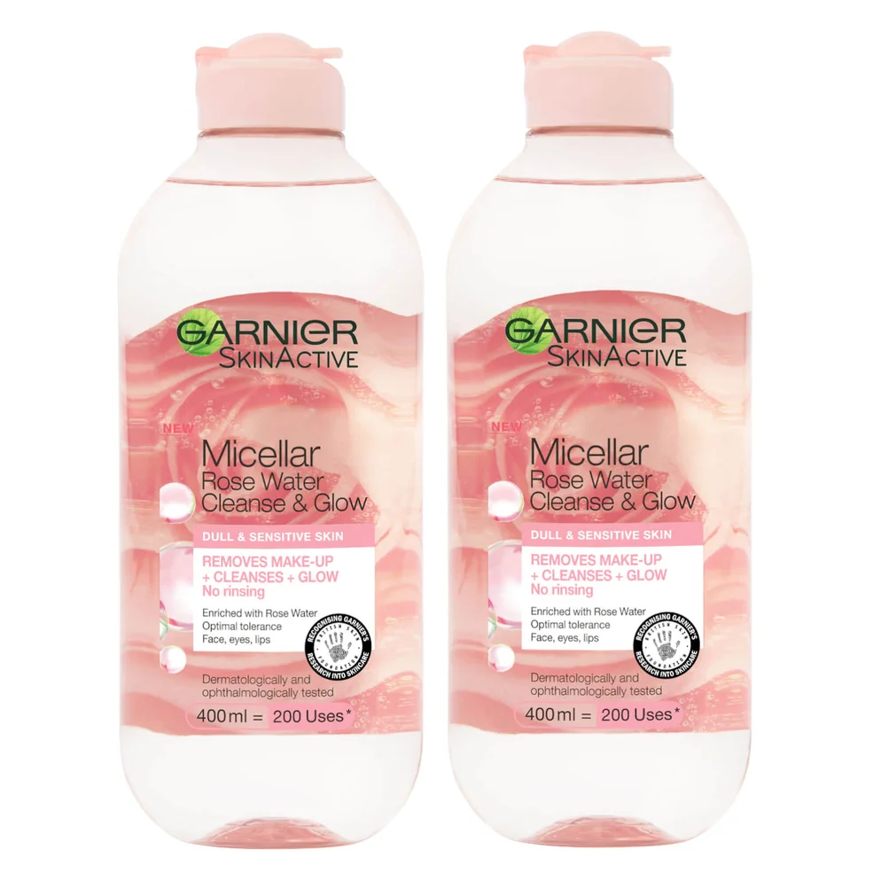 Garnier Micellar Rose Water Cleanse & Glow 400ml Duo PackImage1