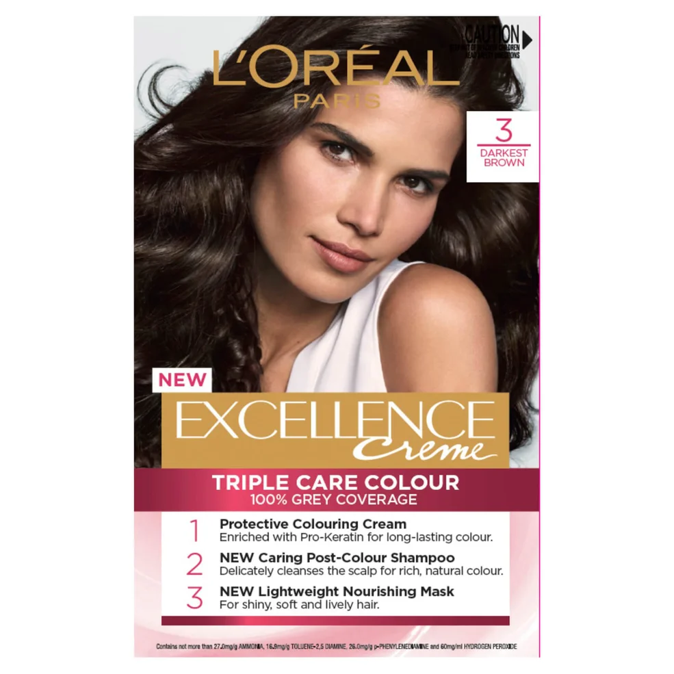 L'Oréal Paris Excellence Creme Permanent Hair Colour - Darkest Brown 3.0Image1