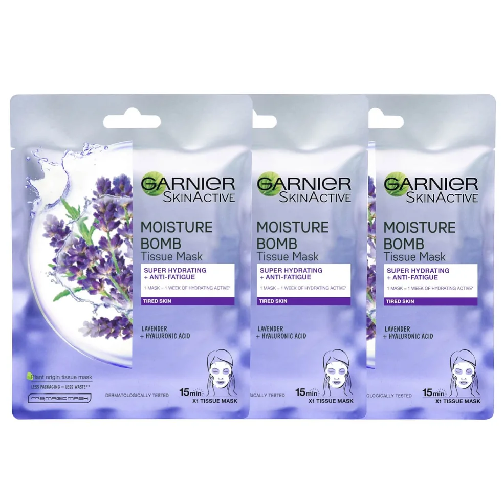 Garnier Moisture Bomb Lavender Hydrating Face Sheet Mask X 3Image1
