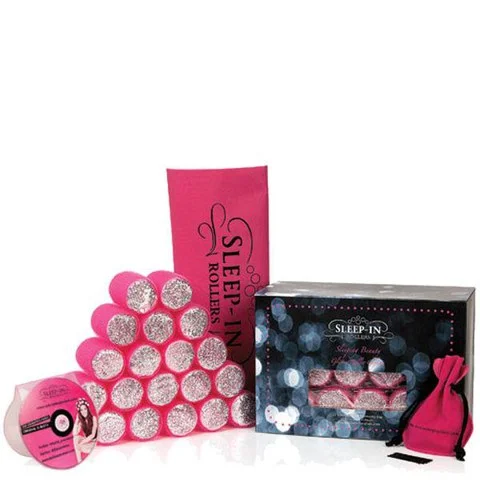 Sleep In Rollers Pink Glitter Gift Set (20 rollers, DVD plus kirby grips in iconic tote bag)Image1