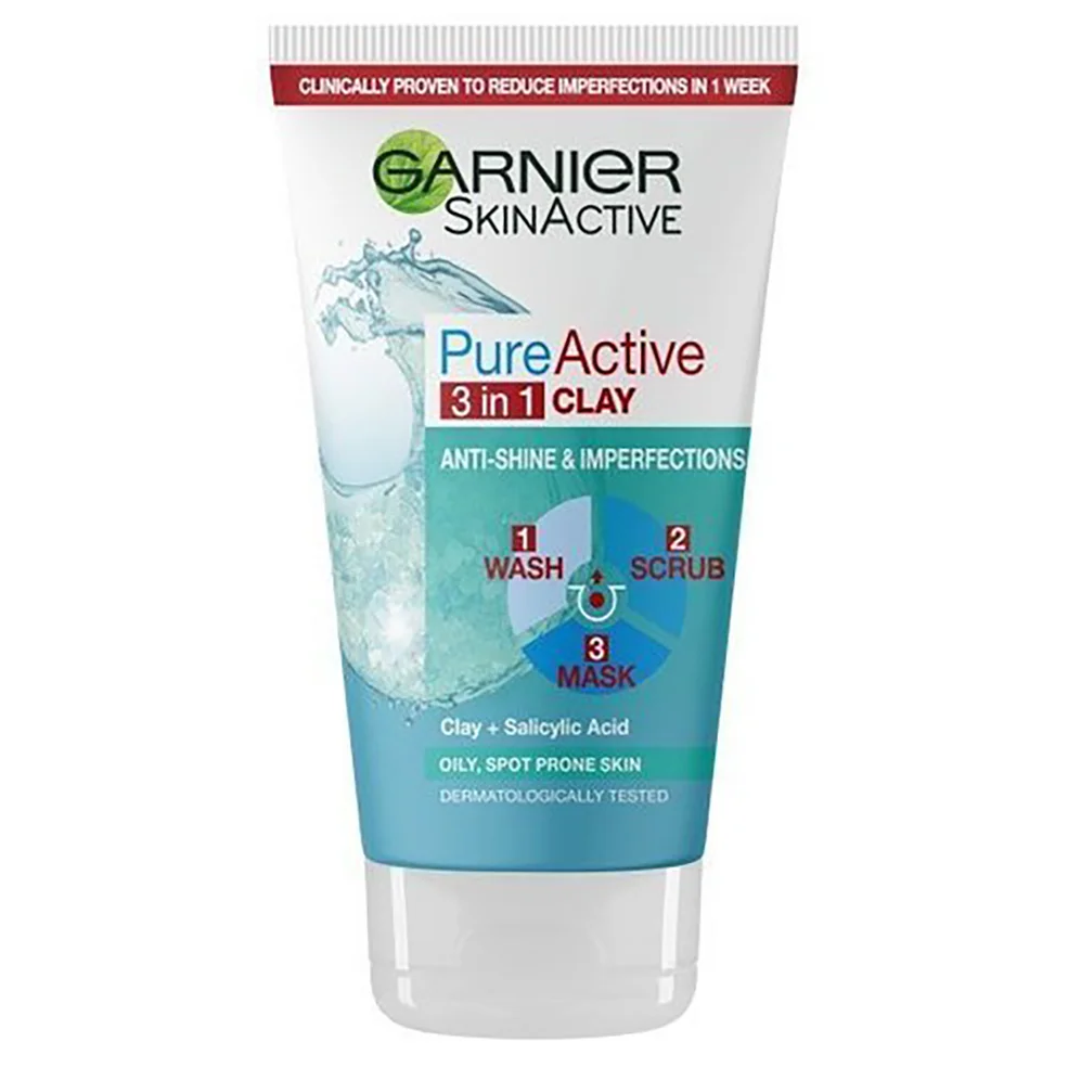 Garnier Pure Active 3en1 Argile Nettoyant Exfoliant Masque Peaux Grasses 50 mlImage1