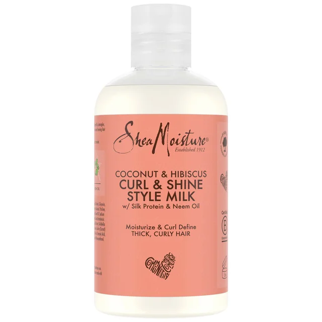 Shea Moisture Lait Hydratant Démêlant Définisseur de Boucles sans Rinçage, à l'eau de Noix de Coco et l'Hibiscus (254 ml)