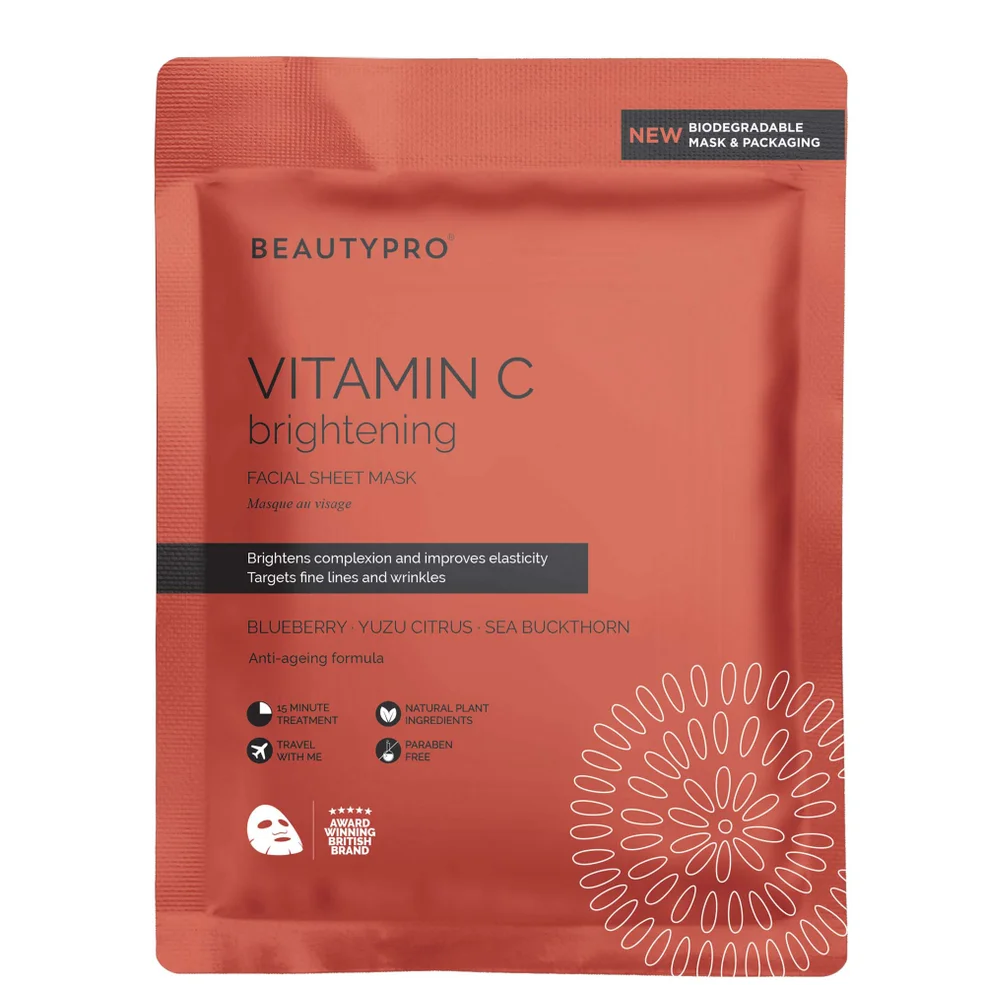 Masque-Tissu Éclaircissant pour le Visage au Collagène et à la Vitamine C BeautyProImage1
