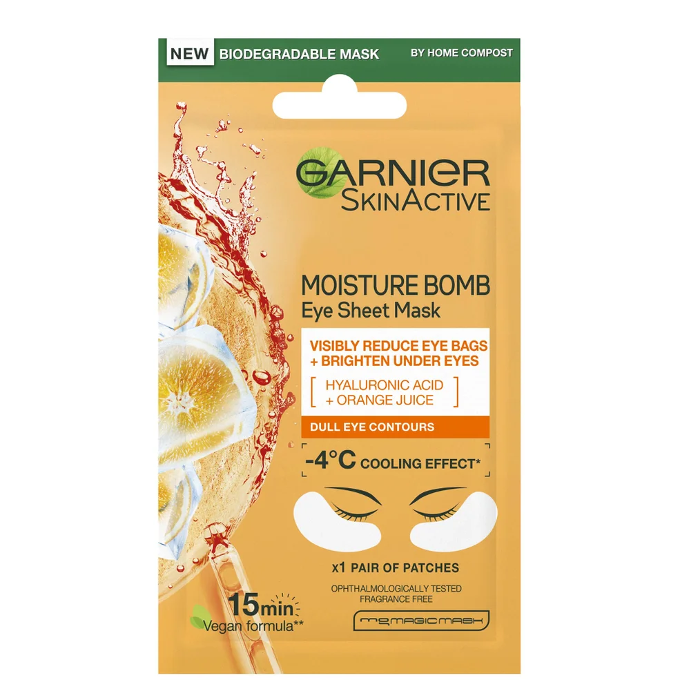 Garnier Masque Tissu Yeux Hydratant et Éclaircissant Jus d’Orange et Acide Hyaluronique 6 gImage1