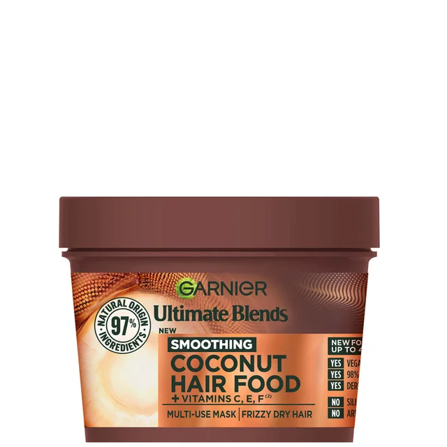 Garnier FRUCTIS Hair Food Huile de Coco 3-en-1 Masque Nourrissant pour Cheveux Frisés 390 ml