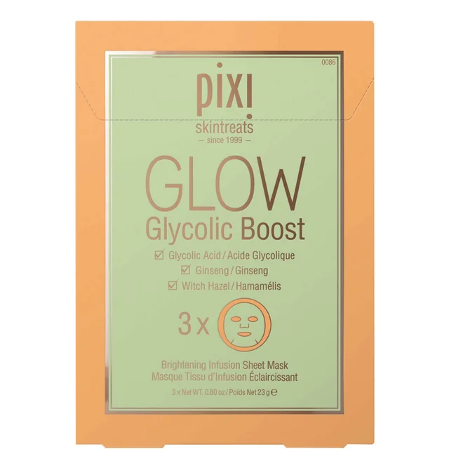 PIXI GLOW Glycolic Acid Boost Masque Tissu (Paquet de 3)
