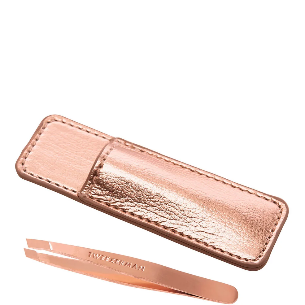 Tweezerman Rose Gold Mini Slant Tweezer with CaseImage1