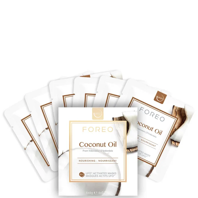 FOREO UFO Coconut Oil Mini Masque Visage Nourrissant pour Peaux Sèches (pack de 6)