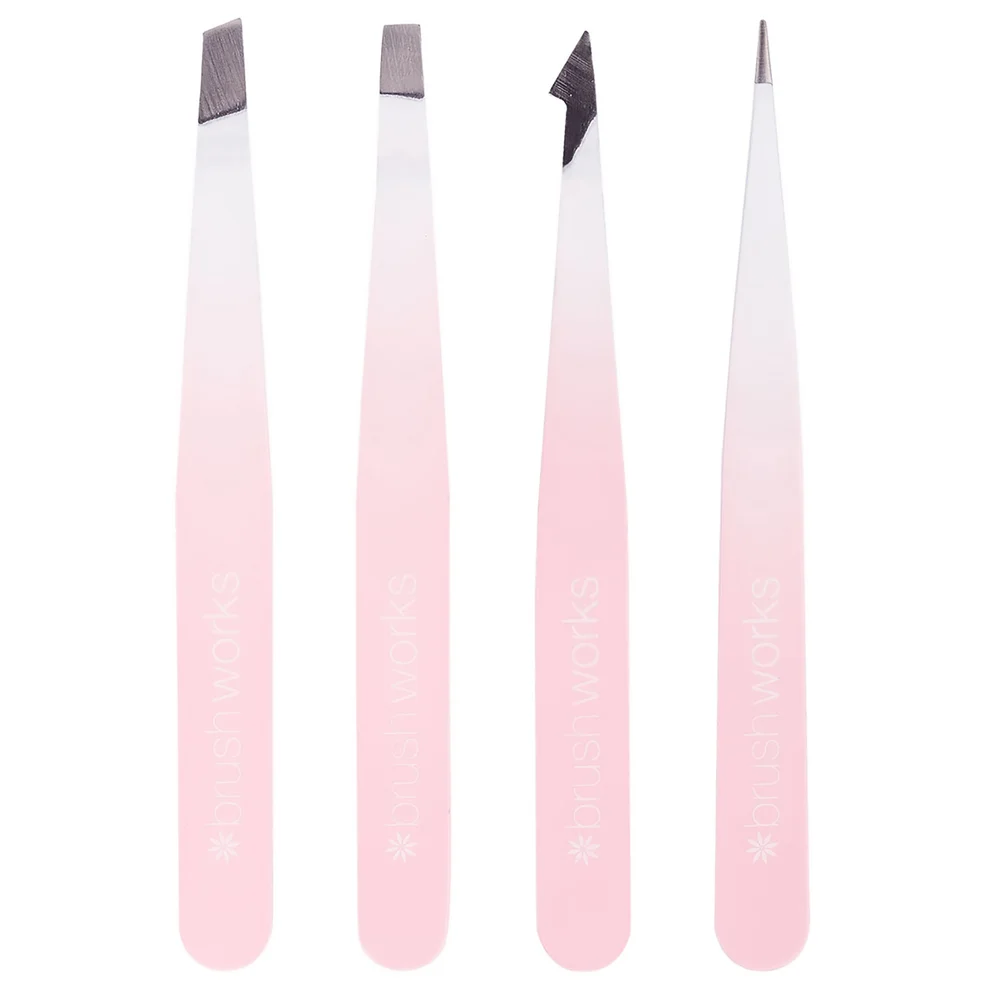brushworks HD 4 Piece Combination Tweezer Set - WhiteImage1