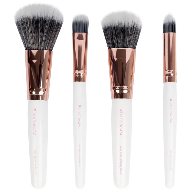 brushworks Lot de Pinceaux Format Voyage - Blanc/or