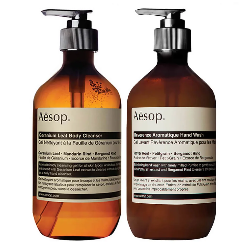 Aesop Geranium Cleanser and Reverence Hand Wash DuoImage1
