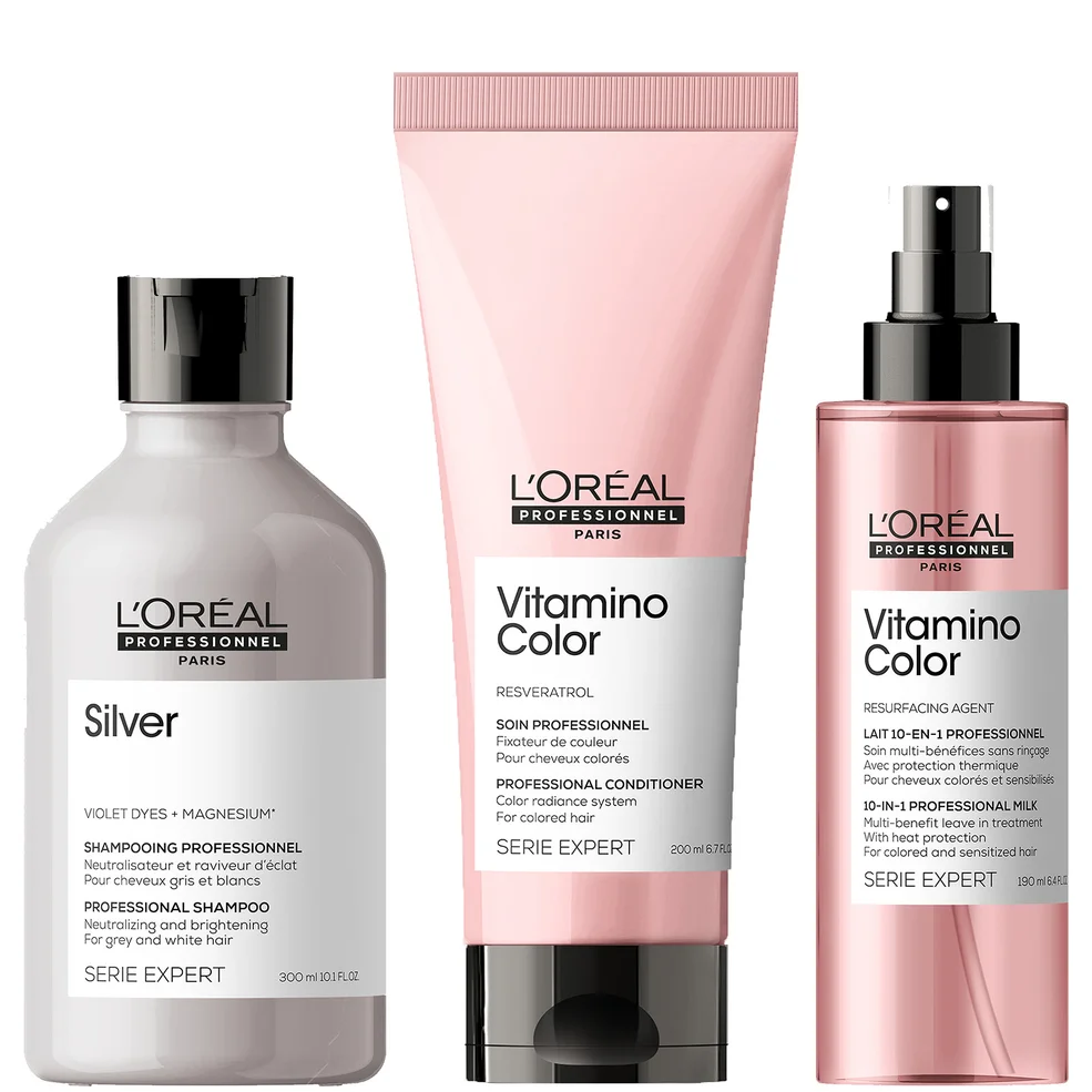L'Oréal Professionnel Silver and Vitamino at Home Experts for Natural White/Grey Hair BundleImage1
