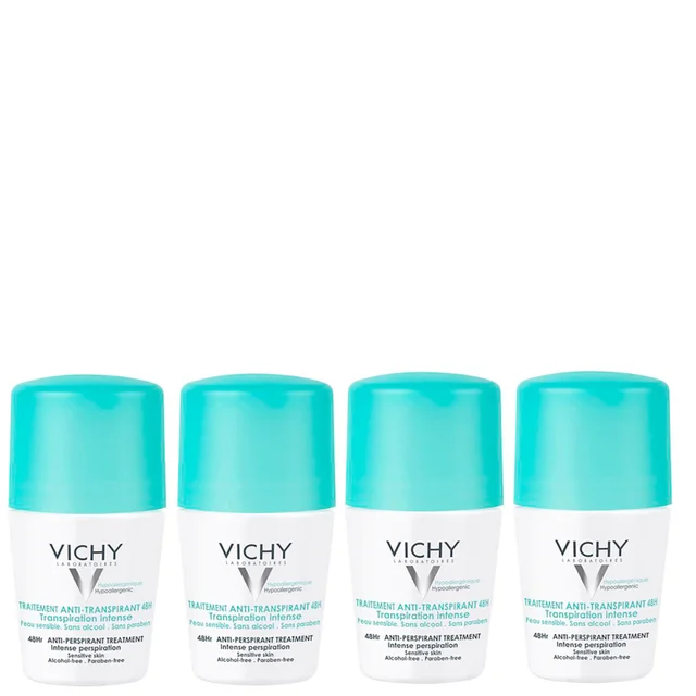 Set de Traitement anti-transpirant Roll-on 48 h Transpiration intense Peau sensible VICHY 4 x 50 ml