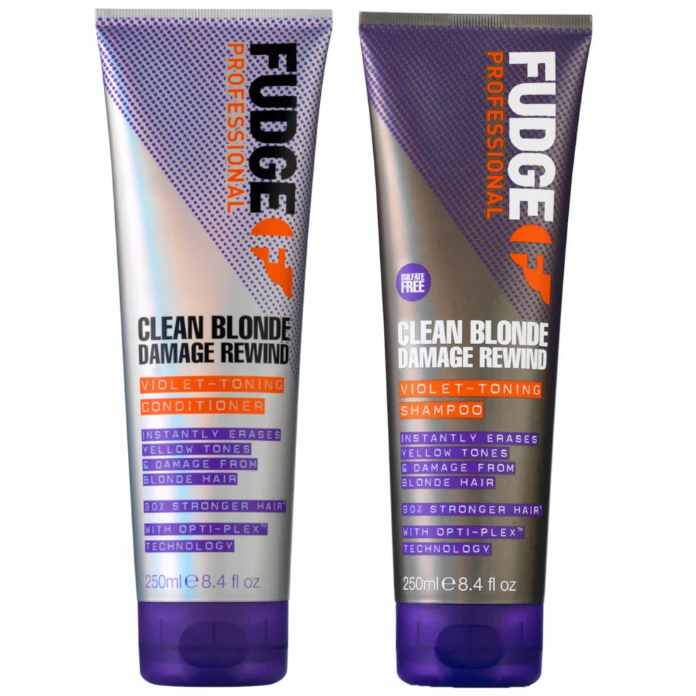 Fudge Professional Clean Blonde Damage Rewind Violet-Toning Shampoo and Conditioner Bundle 250mlImage1