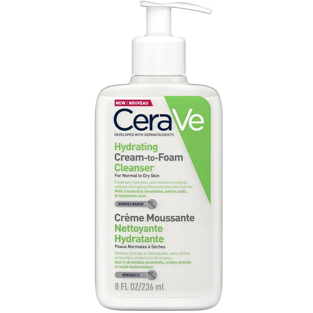 CeraVe Crème-Mousse Nettoyante et Hydratante aux Acides Aminés pour Peaux Normales à Sèches 236 ml