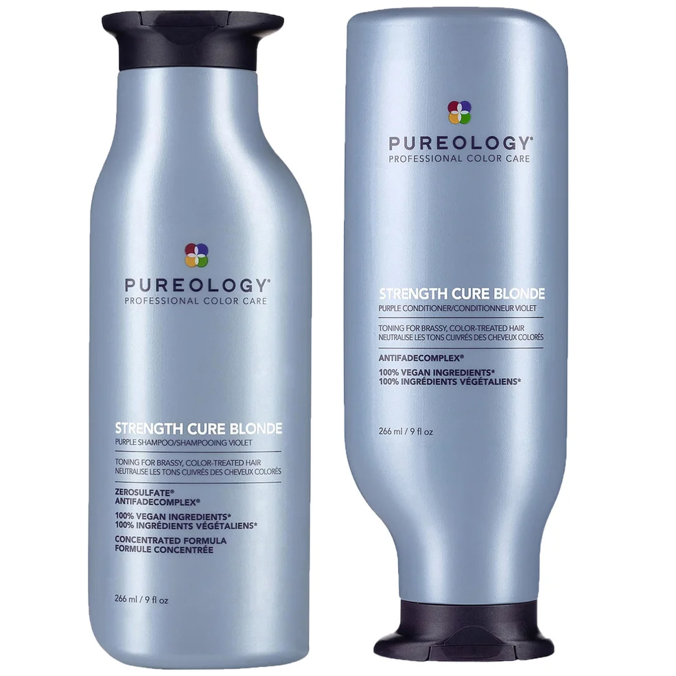 Pureology Strength Cure Blonde Shampoo and Conditioner Strengthening Bundle for Damaged, Blonde Hair with Vegan FormulasImage1