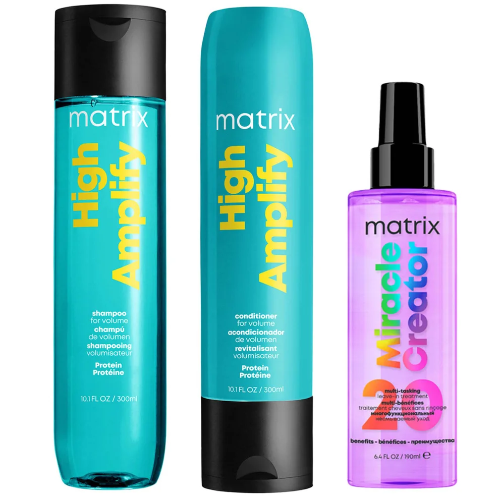 Matrix Total Results Volumising High Amplify Shampoo, Conditioner and Miracle Creator Spray Routine for Fine and Flat HairImage1