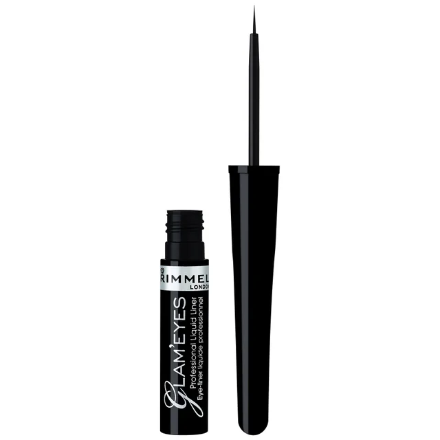 Rimmel London Glameyes Eyeliner Liquide Professionnel – 01 – Black Glamour, 4 ml