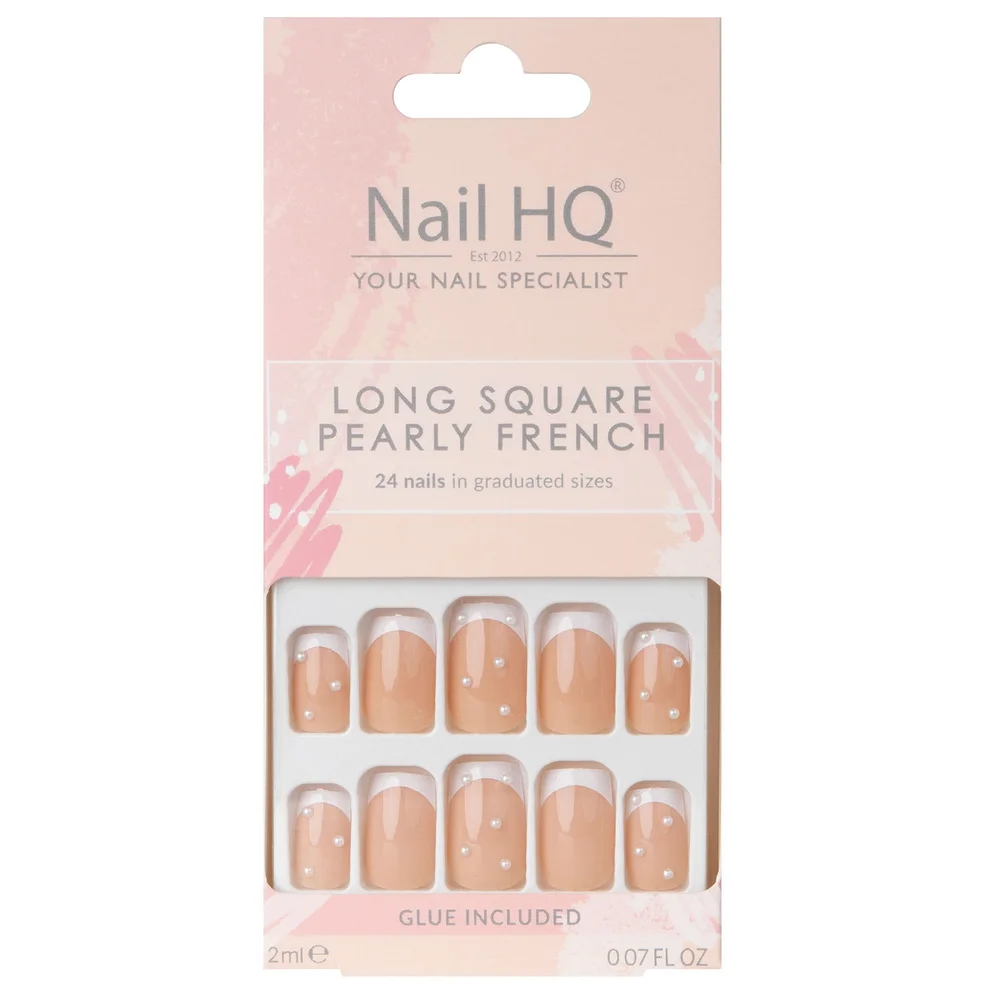 Nail HQ Long Square Pearly French NailsImage1