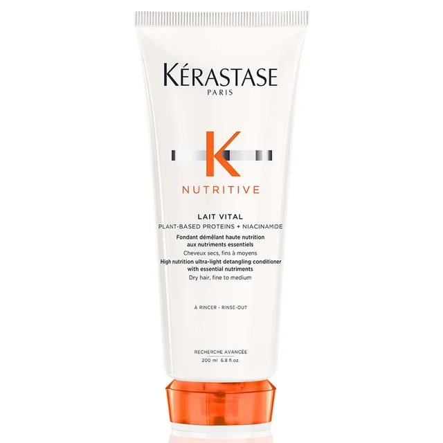 Kérastase Nutritive Lait Vital Après-Shampooing Haute Nutrition Ultra-Léger pour Cheveux Secs, Fins à Moyens 200 ml