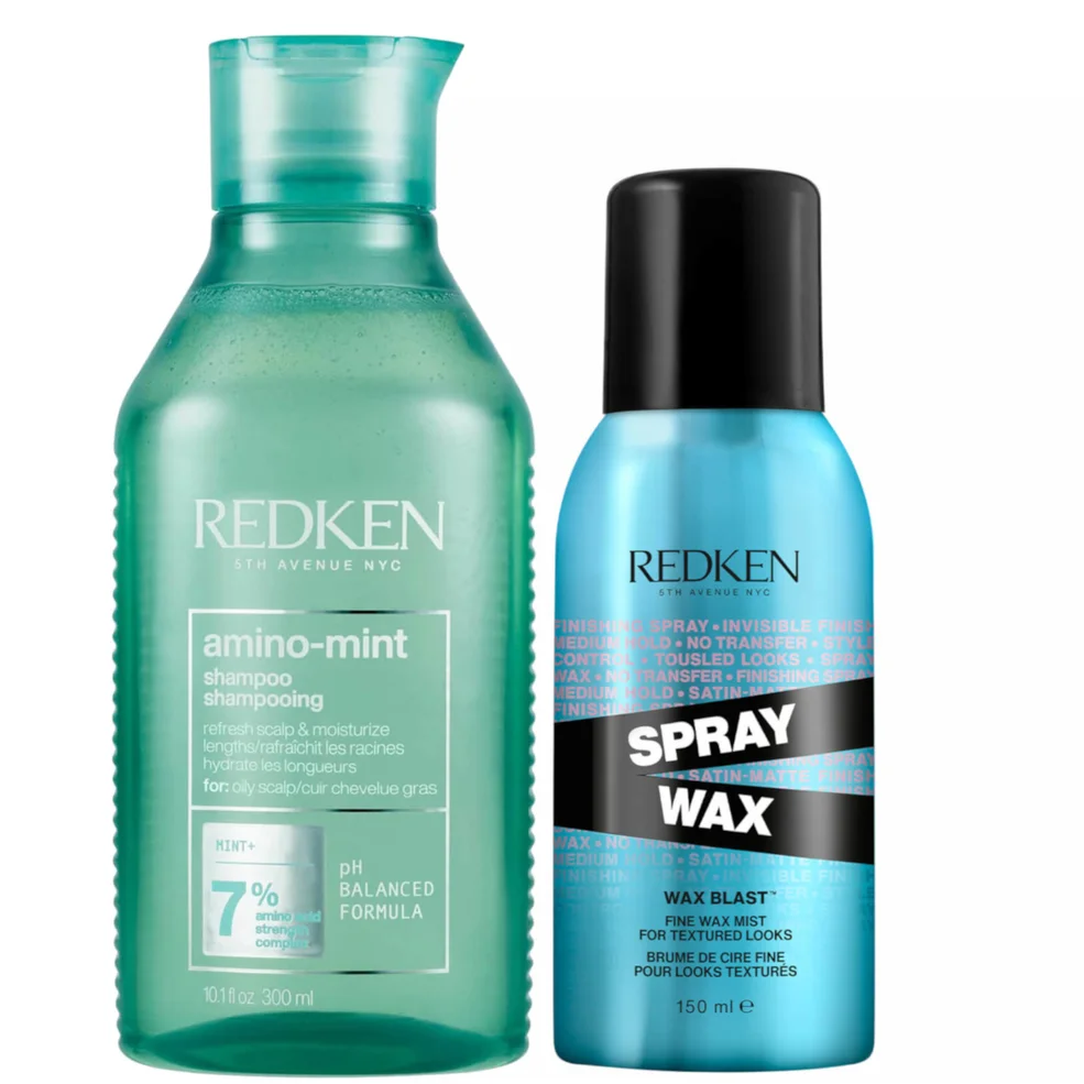 Redken Amino Mint for Oily Scalps and Finishing Hair Spray Wax for Body and Dimension BundleImage1