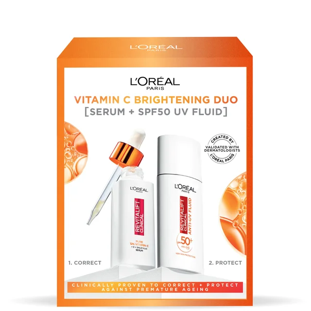 L'Oréal Paris Revitalift Pure Vitamin C Sérum et Fluide Invisible SPF 50+ Duo Visage