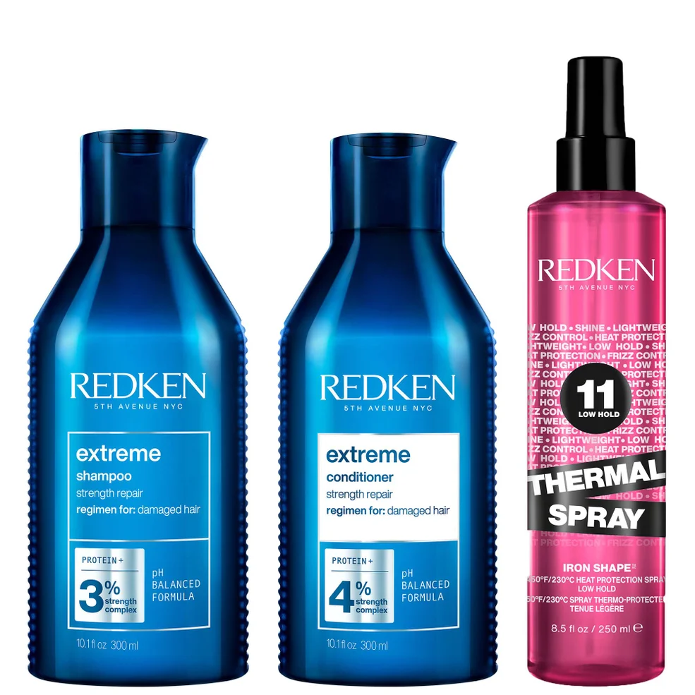 Redken Extreme Shampoo and Conditioner For Damaged Hair with Thermal Spray Heat ProtectorImage1