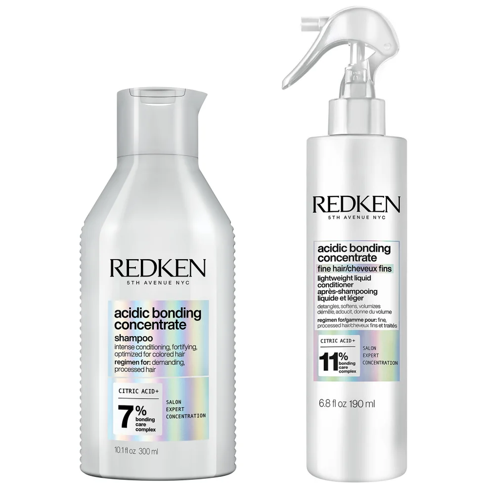 Redken Acidic Bonding Concentrate Shampoo and Lightweight Liquid Conditioner Bond Repair Bundle for Fine HairImage1