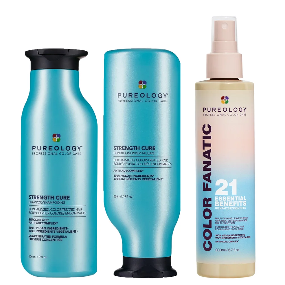 Pureology Strength Cure Shampoo, Conditioner and Color Fanatic Spray Routine for Damaged HairImage1