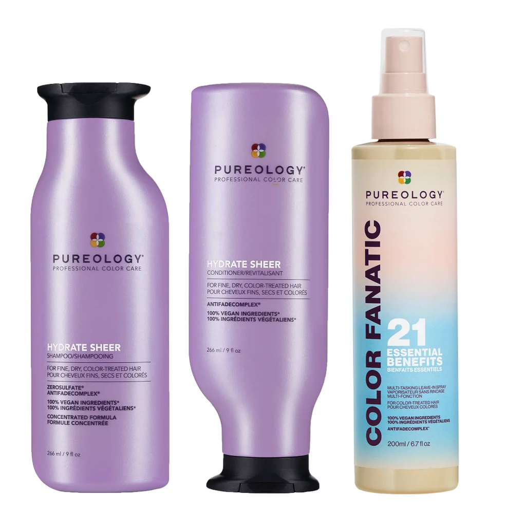 Pureology Hydrate Sheer Shampoo, Conditioner and Color Fanatic Spray Routine for Dry, Colour Treated HairImage1