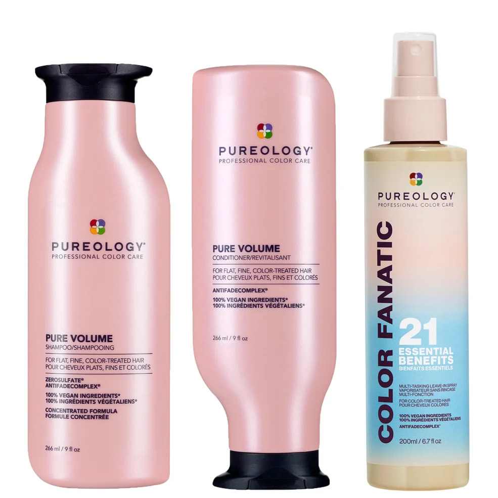 Pureology Pure Volume Shampoo, Conditioner and Color Fanatic Spray Routine for Flat and Fine HairImage1