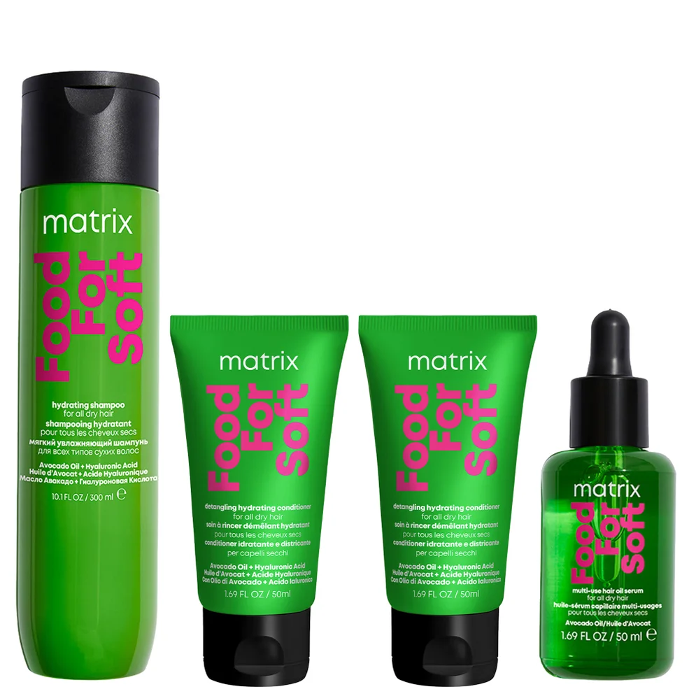 Matrix Food for Soft Shampoo, Oil and 2 x Travel Size Conditioners Bundle with Avocado Oil and Hyaluronic Acid for Dry HairImage1