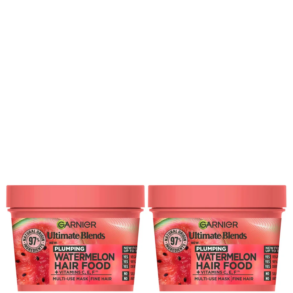 Garnier Ultimate Blends Watermelon 3-in-1 Plumping Hair Mask DuoImage1