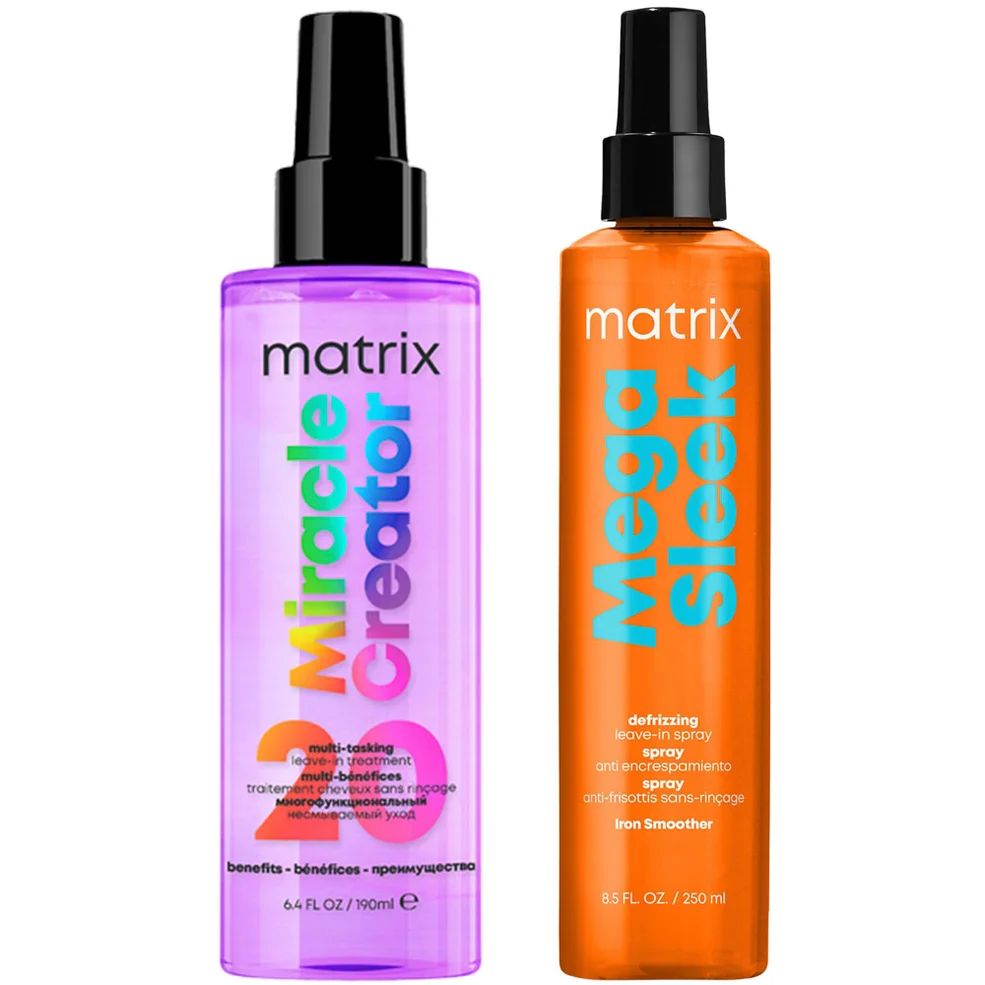 Matrix Mega Sleek Iron Smoother For Anti-Frizz and Humidity Protection + Miracle Creator 20 Benefits Hair Treatment Spray BundleImage1