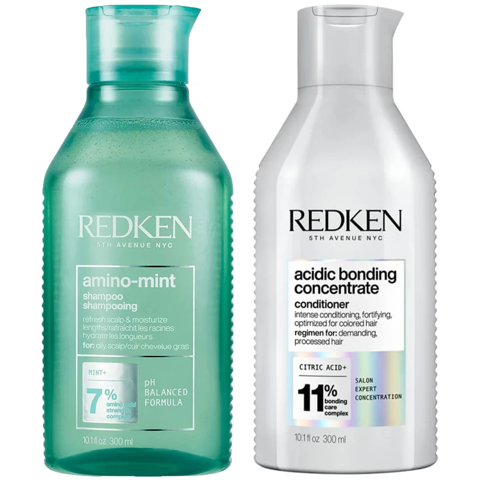 Redken Amino Mint Scalp Cleansing for Greasy Hair Shampoo and Acidic Bonding Concentrate Conditioner BundleImage1