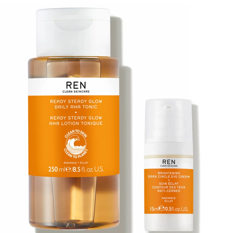 REN Clean Skincare Ready Steady Glow Daily AHA Tonic 250ml and Radiance Brightening Dark Circle Eye Cream 15mlImage1