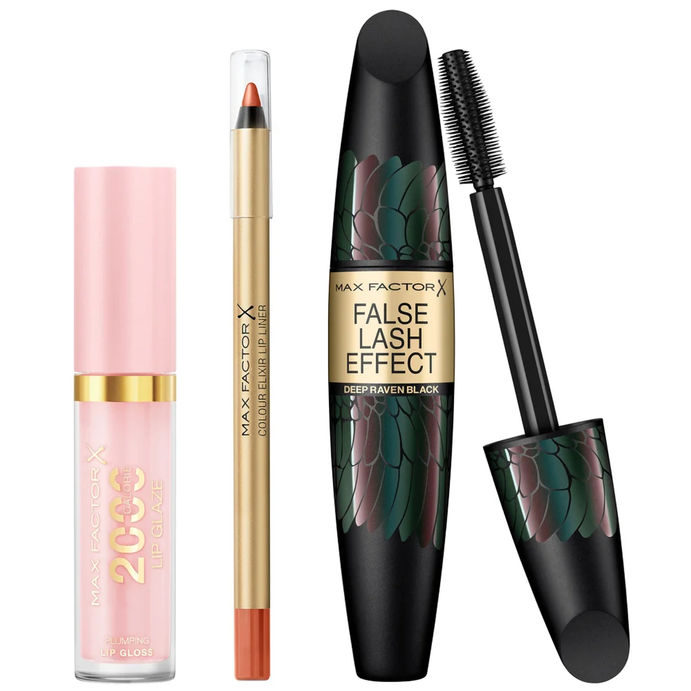 Max Factor Lip Gloss, Lip Liner and Mascara Bundle (Various Shades)Image1